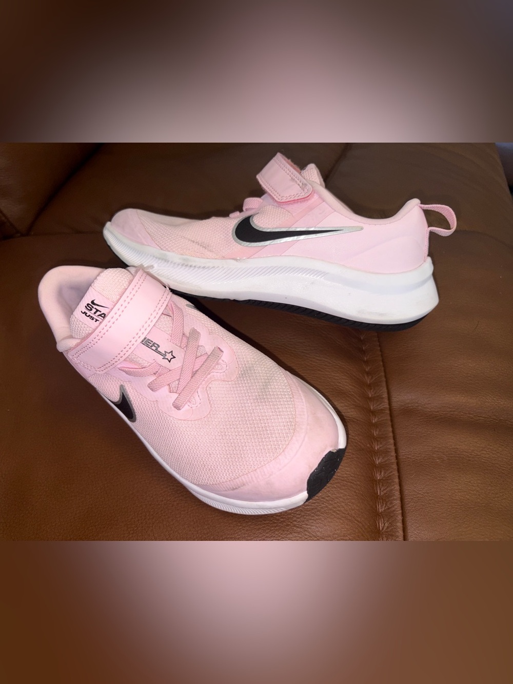 Nike Pink Girls' Athletic Sneakers with Black Swoosh